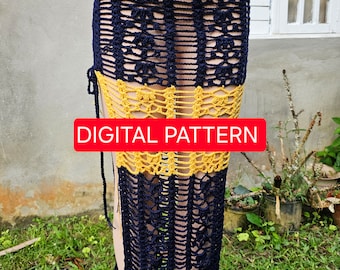 Boho Virkad Strandkjol Mönster (Digitalt Mönster)