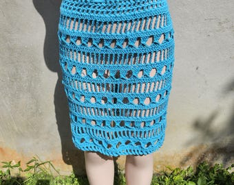 Handgemaakte gehaakte mesh rok - Boho Beach Cover-Up