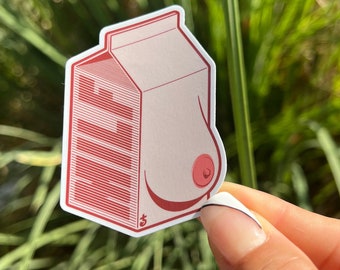 MILF Sticker - MILF - Adult Sticker - Adult Humor - Milk Carton - Boobs