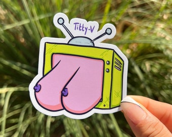 Tits on TV Sticker - Adult Sticker - Filthy Stickers - Boobs