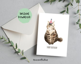 Tabby Cat Birthday Card, Cat Birthday Card, Tabby Birthday Card, Funny Cards, Cat Lovers, Cute Cat Birthday Card, Funny Cat Cards, Pun Card