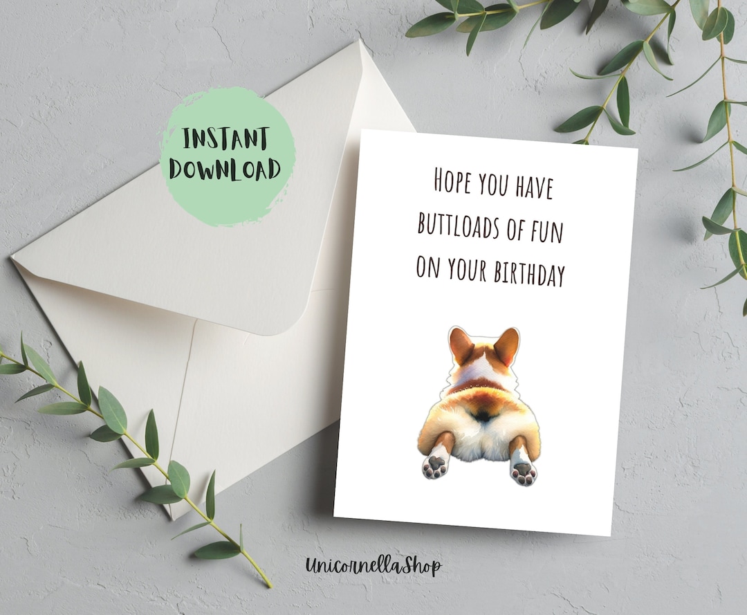 Corgi Birthday Card Printable Birthday Card Cute Corgi Card - Etsy