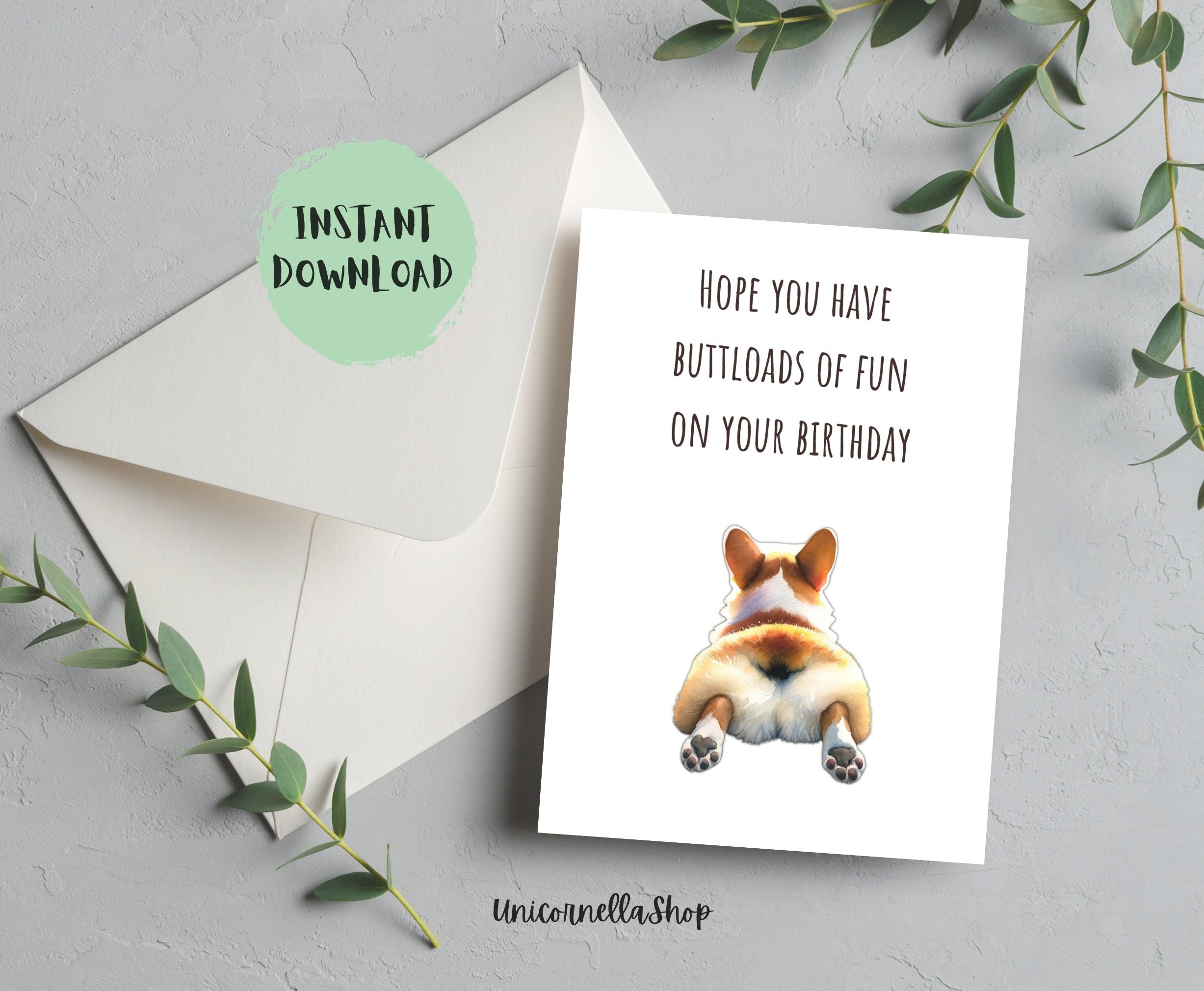 Corgi Birthday Card, Printable Birthday Card, Cute Corgi Card, Dog Mom ...