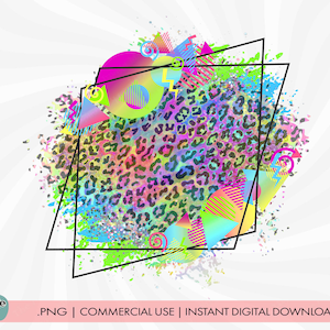 Jaren 90 Achtergrond png, Neon png, Leopard Sublimatie, Jaren 90 Sublimatie Achtergrond, Neon Achtergrond, Neon Leopard Digital, Rainbow Leopard PNG