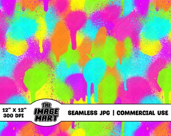 Neon Seamless Pattern, Spray Paint Seamless Pattern, Spray Paint Background, Seamless File, Repeating Pattern, Bright Neon Paint, JPG