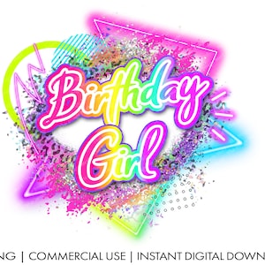 Diseño de cumpleañera, feliz cumpleaños png, diseño de feliz cumpleaños de neón, cumpleaños de leopardo, fiesta de cumpleaños de los 90, estilo retro, letras de arcoíris