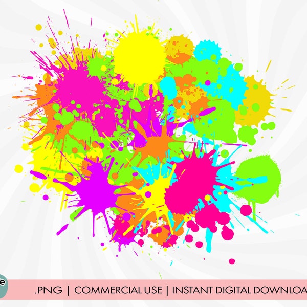 Neon Clipart, Neon Sublimation, Neon Paint PNG, Neon Paint Splatter Clipart, Neon Paint Sublimation, 90s Sublimation, Paint Splat Splash