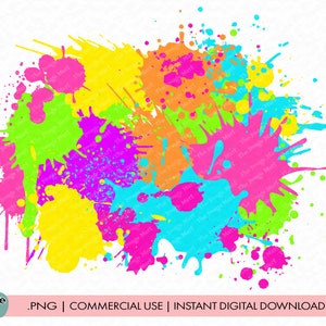 Neon Clipart, Neon SVG, Neon Farbe PNG, Neon Farbe Splatter Clipart, Neon Farbe Sublimation, 90s Sublimation, Farbe Splat Splash Grafik