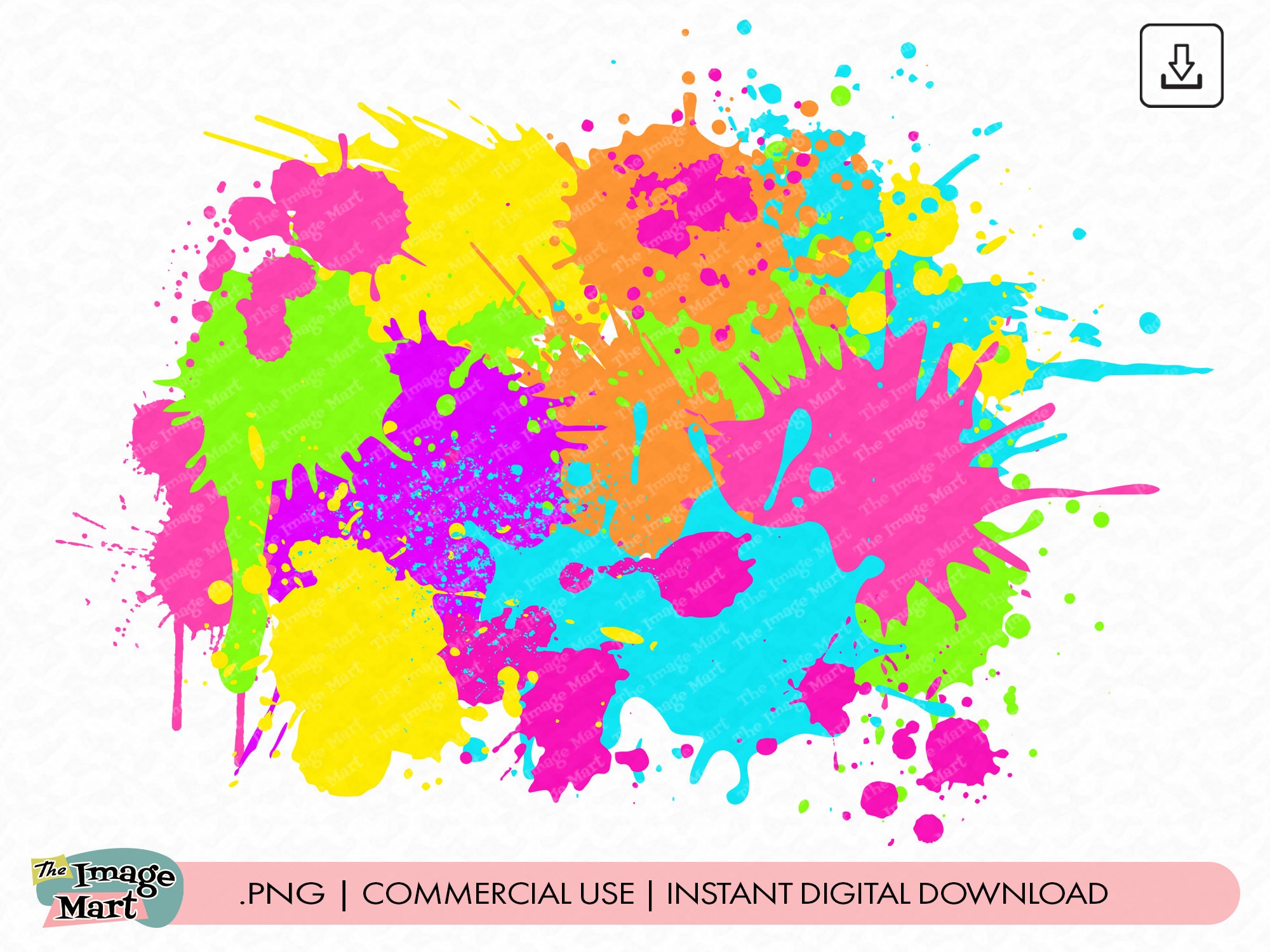 Neon Paint Splatters on Black Background Clipart, Neon Splatter Drops Black  Background, Neon Ink Splash Texture, Canva Background 