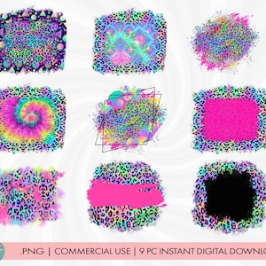 BUNDLE, 90s Background png, Neon png, Leopard Sublimation, Sublimation Background, Neon Background, Neon Leopard Digital, Rainbow Leopard