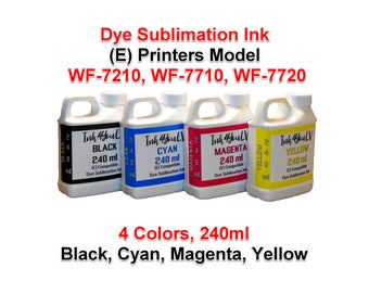 Tinta de Sublimação Corante 4 Cores 240ml, 4 Frascos, para impressoras (E) modelo WF-7210, WF-7710, WF-7720