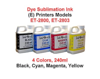 Dye Sublimation Ink 4 Colors 240ml, for (E) printers models et-2800, et-2803, 4 Bottles