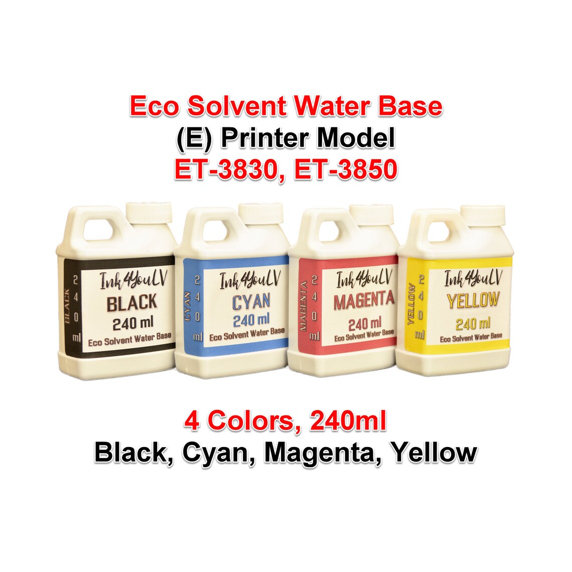 Solvent Base Labels Eco Solvent Water Base Ink 4 Colors 240ml for (E) Printer Models ET ...