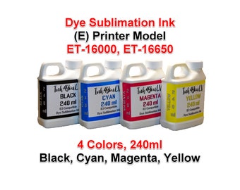 Dye Sublimation Ink 4 Colors 240ml, for (E) printers models et-16600, et-16650 4 Bottles