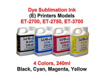 Tinta de sublimación, 240ml, 4 colores, para impresoras (E) modelos: et-2700, et-2750, et-3700, 4 botellas