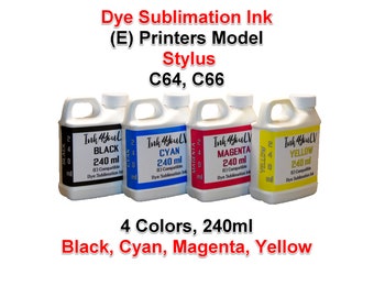 Tinta de Sublimação 4 Cores 240ml, 4 Frascos, para impressoras (E) modelo C64, C66