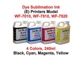 Tinta de Sublimação 4 Cores 240ml, 4 Frascos, para impressoras (E) modelo WF-7010, WF-7510, WF-7520
