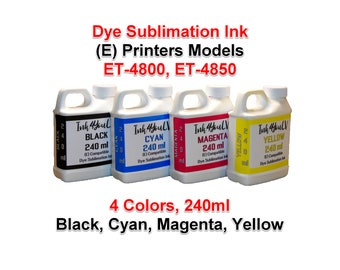 Dye Sublimation Ink 4 Colors 240ml, for (E) printers models et-4800, et-4850, 4 Bottles