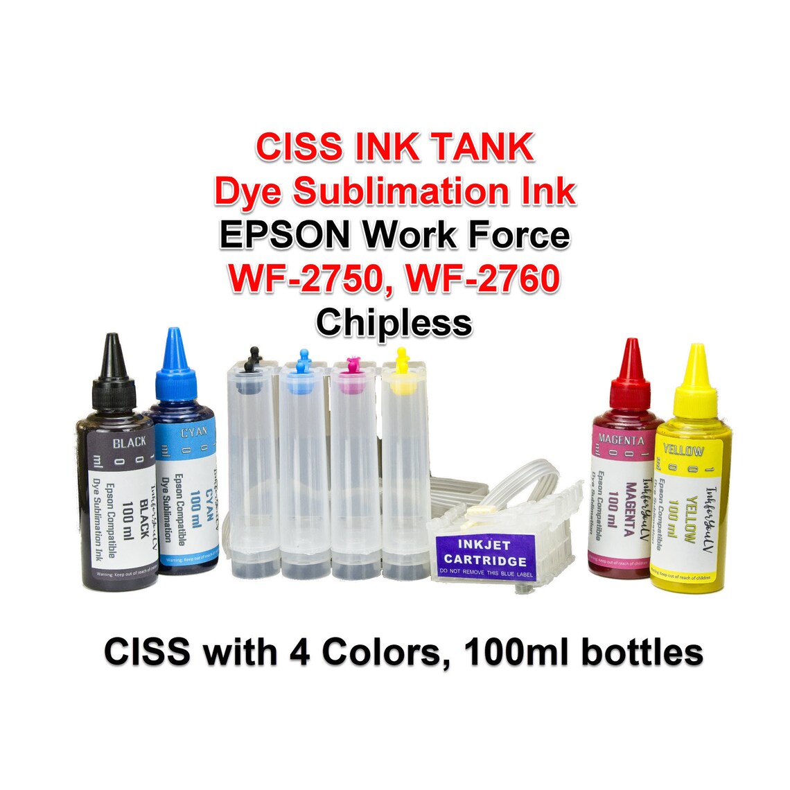 CISS Chipless Ink System 4 100ml Bottles Dye Sublimation Ink Etsy