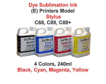 Tinta de Sublimação 4 Cores 240ml, para impressoras (E) modelo C68, C88, C88+ 4 Frascos