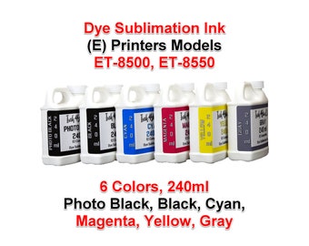 Dye Sublimation Ink 6 Colors 240ml, for (E) printers models ET-8500, ET 8550, 6 Bottles