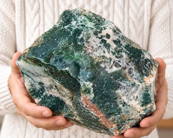 Large Raw Moss Agate Crystal, Natural Rough Moss Agate Stone, Mineral Specimen, 0.5–20kg