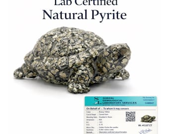 Labor zertifizierte natürliche Pyrit Schildkröte | Orgonit-Pyrit-Schildkröte Figur | Feng Shui Reichtum & Wohlstand Kristall | Vastu Geld-Schildkröte-Dekor