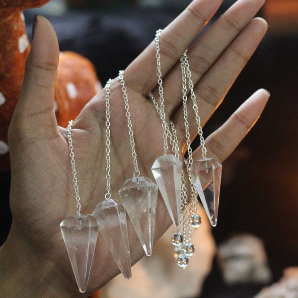 Bulk Clear Quartz Pendulum | Crystal Pendulum | Natural Gemstone Pendulums | Quartz Point Pendulum | Healing Dowsing Energy Balancing