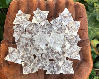 Bulk Clear Quartz Merkaba Star | Wholesale Sacred Geometry Crystals | Brazilian Quartz Stars | Small Merkaba | 8 Point Star Markaba for grid