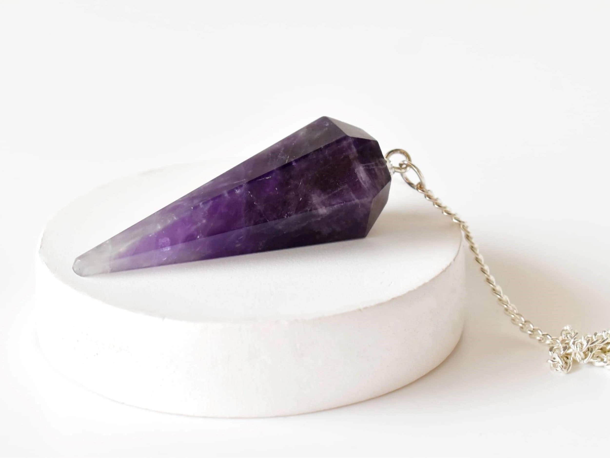 Natural Amethyst Pendulum for Divination, Dowsing, Reiki Healing