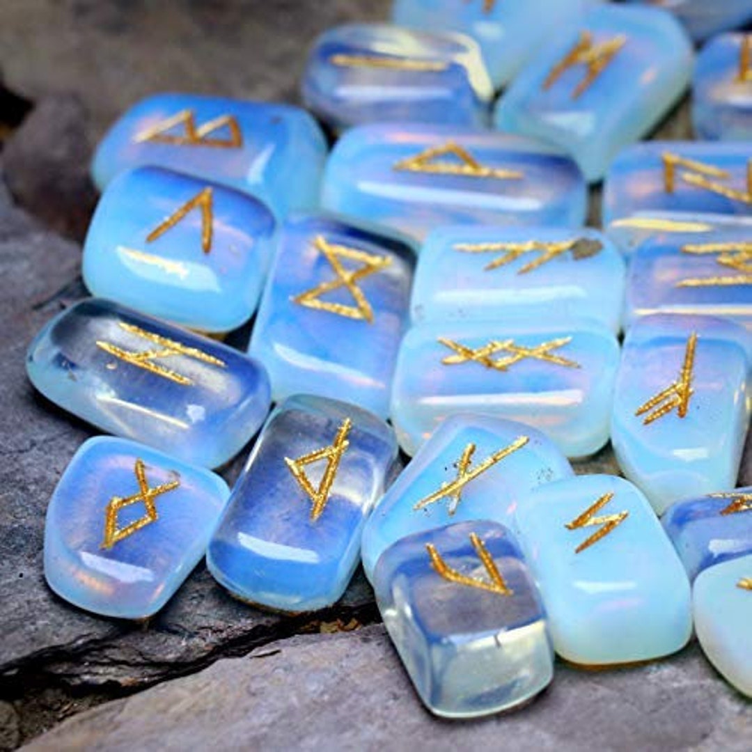 Opalite Rune Set Elder Futhark Rune Set Gemstone Runic Set - Etsy