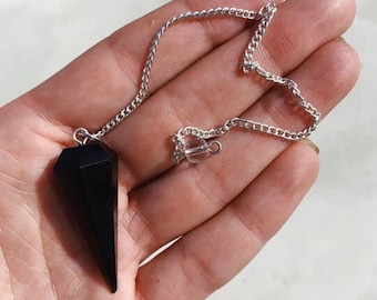 Bulk Black Obsidian Crystal Pendulum | Crystal Pendulums | Faceted Cone Pendulum | Dowsing Crystal Pendulum