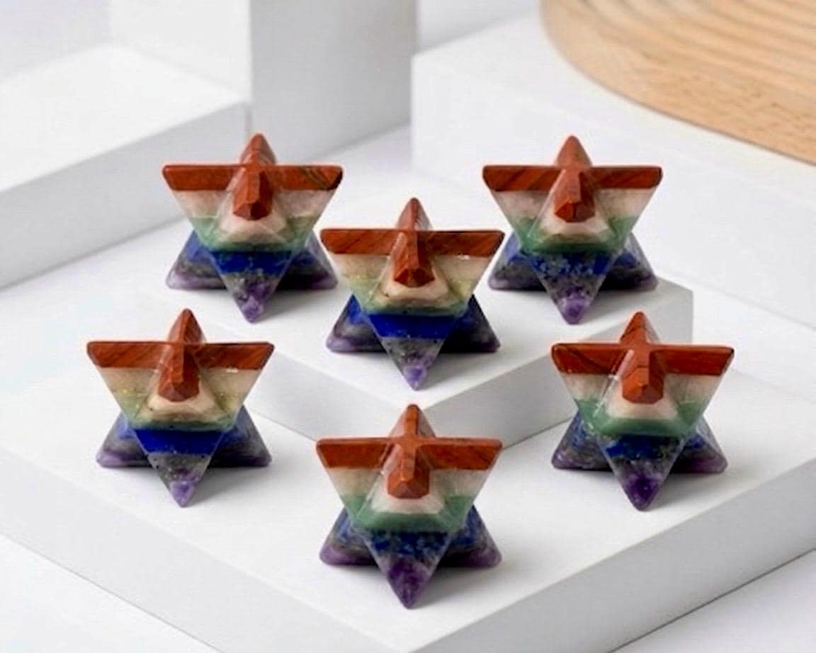 Seven Chakra Merkaba Star | Chakra Bonded Merkaba Star | 8 Point