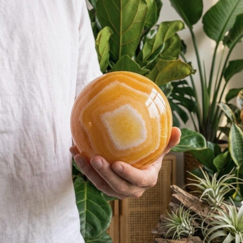 orange calcite kugel