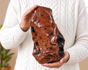 Raw Mahogany Obsidian Stone – Natural Mahogany Obsidian, Rough Obsidian Specimen, Raw Stone for Crystal Collection & Home Decor
