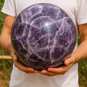 Large Customized Amethyst Crystal Sphere | Big Size Crystal Ball for Healing, Meditation & Decor | Free Mystery Crystal Gift Included