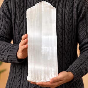 Large Raw Selenite Crystal Slab – Selenite Charging Plate, Selenite Log, White Gypsum Specimen, Satin Spar Crystal