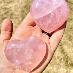 Bulk Rose Quartz Heart Stone | Rose Quartz Crystal Heart Shaped | Crystal Puffy Heart  | Quartz Palm Stone | Pocket Stone | Wholesale
