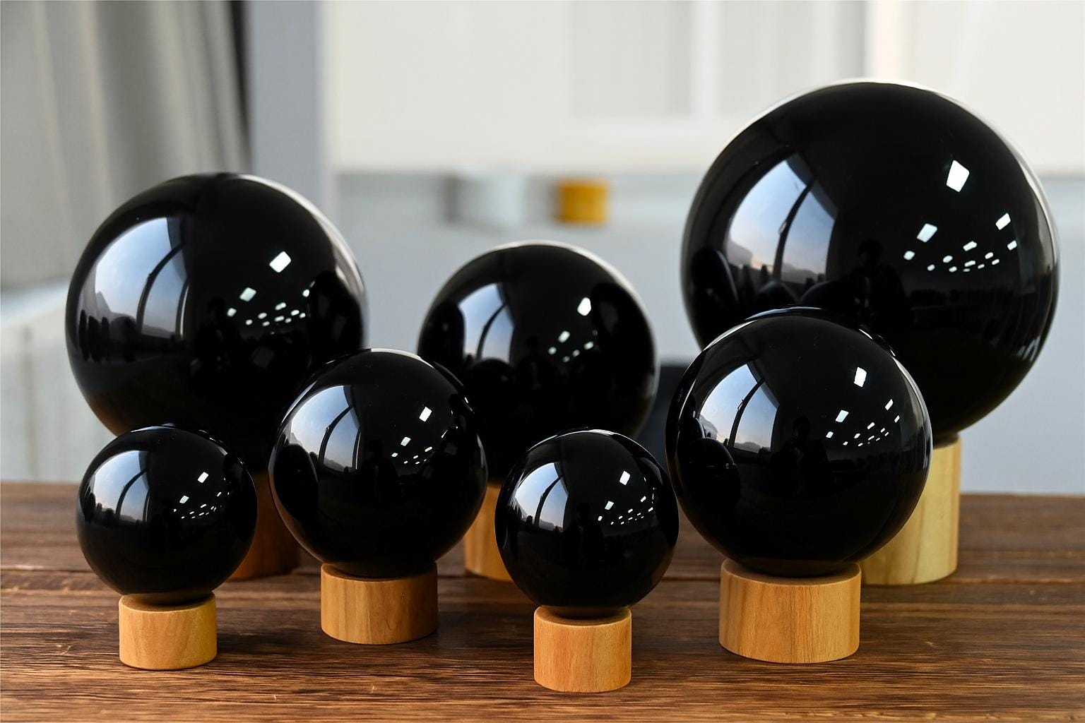 大型カスタマイズブラックオブシディアンクリスタルスフィア