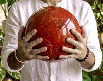 Large Customized Red Jasper Crystal Sphere | Big Size Crystal Ball for Healing, Meditation & Decor | Free Mystery Crystal Gift Included