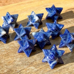 Bulk Sodalite Merkaba Stars | Wholesale Sacred Geometry Crystals | Sodalite Stars | 8 Point Small Merkaba Star | Meditation Supplies