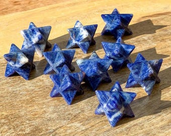 Bulk Sodalite Merkaba Stars | Wholesale Sacred Geometry Crystals | Sodalite Stars | 8 Point Small Merkaba Star | Meditation Supplies