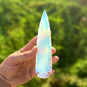 Large Opalite Arrowhead, Handcrafted Arrowhead, crystal Point, Crystal Spearhead, Home Decor, Crystal Gift