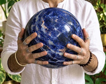 Large Customized Sodalite Crystal Sphere | Big Size Crystal Ball for Healing, Meditation & Decor | Free Mystery Crystal Gift Included