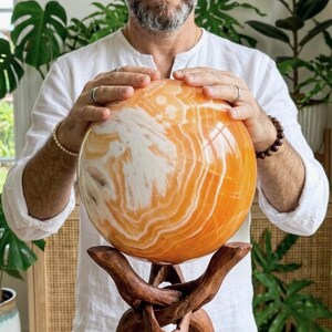 giant orange calcite sphere
