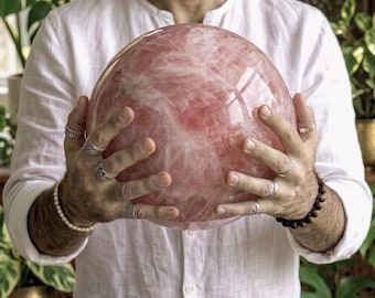Large Customized Rose Quartz Crystal Sphere | Big Size Crystal Ball for Healing, Meditation & Decor | Free Mystery Crystal Gift Included
