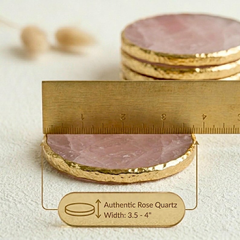 natural rose quartz coasters