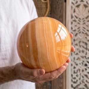 big orange calcite sphere