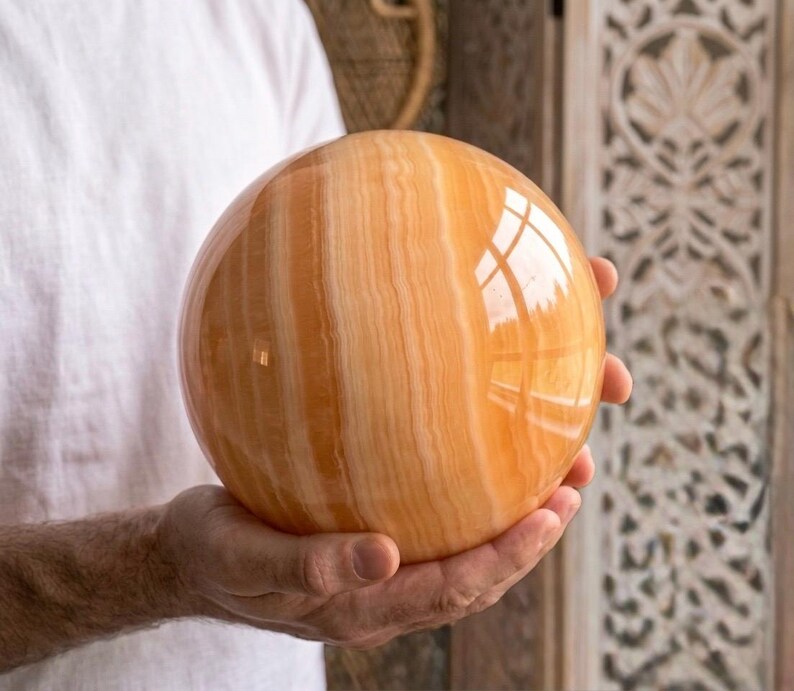 big orange calcite sphere