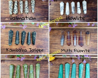 Set Of 5 Pcs Double Terminated Point | Crystal Pencil Point | Hand Cut Natural Carved Point | Stone Point for Crystal Grids or Terrarium